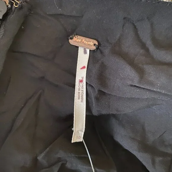 Free People Sierra Lace Mini Dress Size 10 Tan Black Ruched Flirty Strappy NWOT - Picture 3 of 8